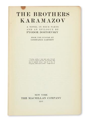 DOSTOYEVSKY, FYODOR. The Brothers Karamazov. A Novel in Four Parts and an Epilogue.